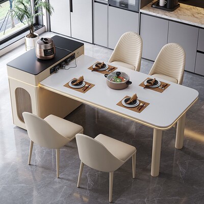 小户型岛台餐桌可伸缩p家用简约餐桌书桌茶桌一体小岛台伸缩餐台