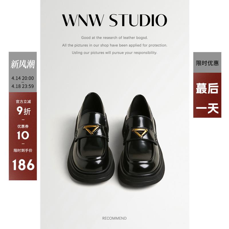 【唯女王】復(fù)古樂福鞋女款2025春夏新款百搭黑色英倫厚底小皮鞋子