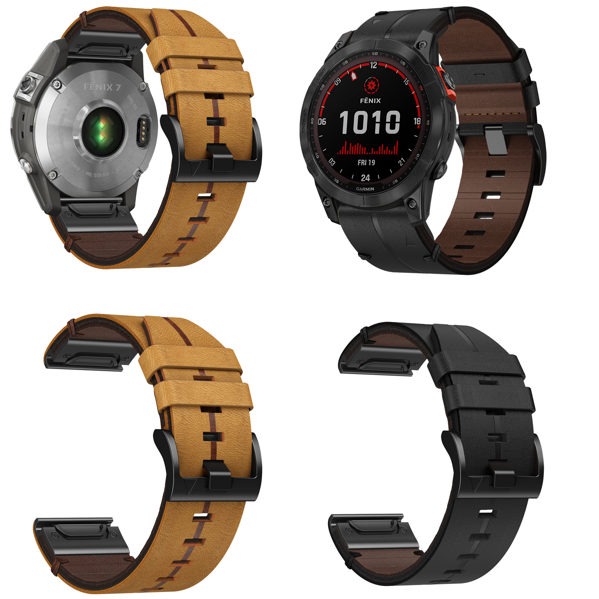适用于佳明飞耐时Garmin Fenix8/Fenix7X/Fenix5X/Fenix6X/Epix Pro/Forerunner935/945/955/965真皮硅胶表带