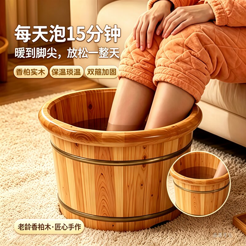仟木悦香柏木家用养生泡脚木桶洗脚木桶按摩足浴木桶木质高级木盆