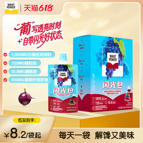 【新品】旺旺WantPowerWANT POWER白番茄蒟蒻吸吸红葡萄酒果冻