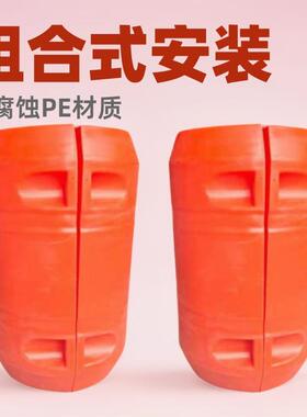 对夹式管道浮筒河道湖泊疏浚抽沙污水塑料浮体HDPE材质红色现货