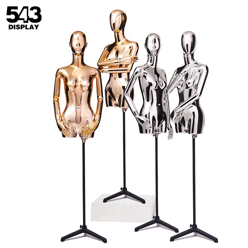 高档电镀金银模特道具女服装店橱窗展示架全身半身坐姿模型假人台