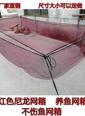 养鱼网箱红色尼龙不伤鱼网箱存鱼网箱水库养殖网箱养大鱼网箱
