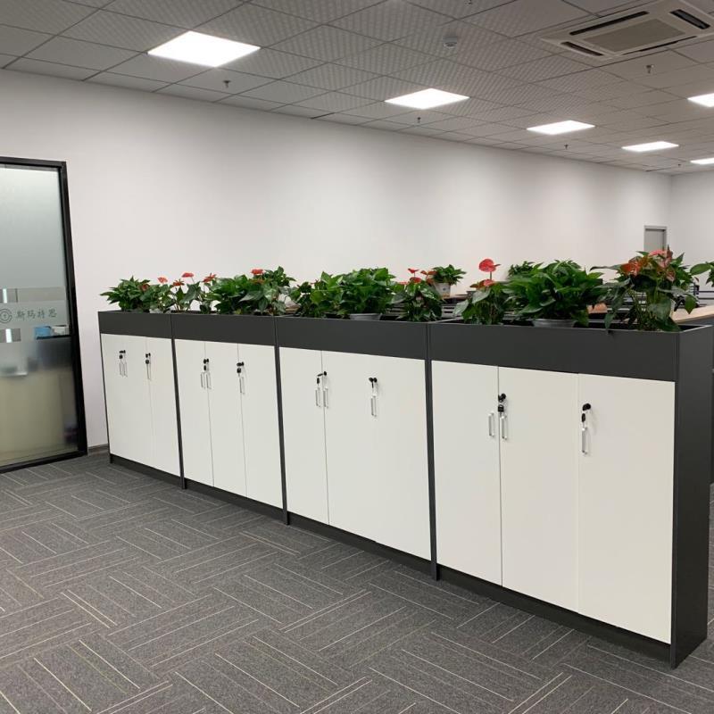 深圳办公室隔断柜简约现代花槽矮柜双面木质花草柜文件资料柜组合