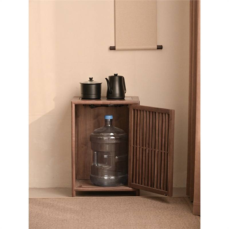 北美黑胡桃木茶边几沙发边柜中式茶水柜烧水壶一体客厅靠墙办公室