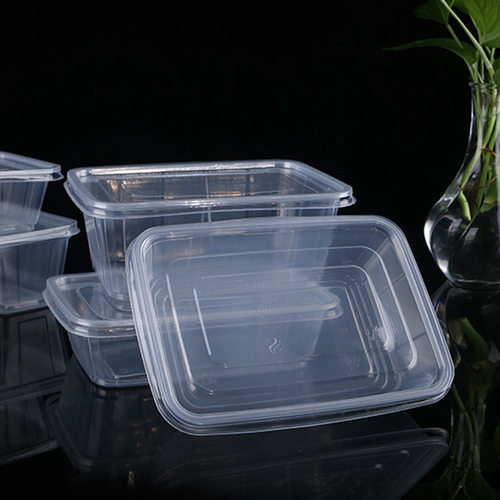 一次性塑料快餐盒PP方盒打包盒冰箱保鲜盒50套装750/1000ml食品级