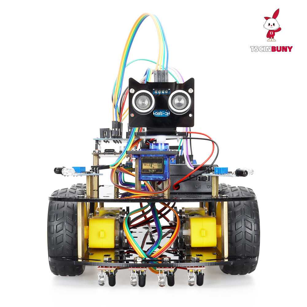 跨境超声波红外避障智能小车机器人 兼容Arduino智能小车编程套件