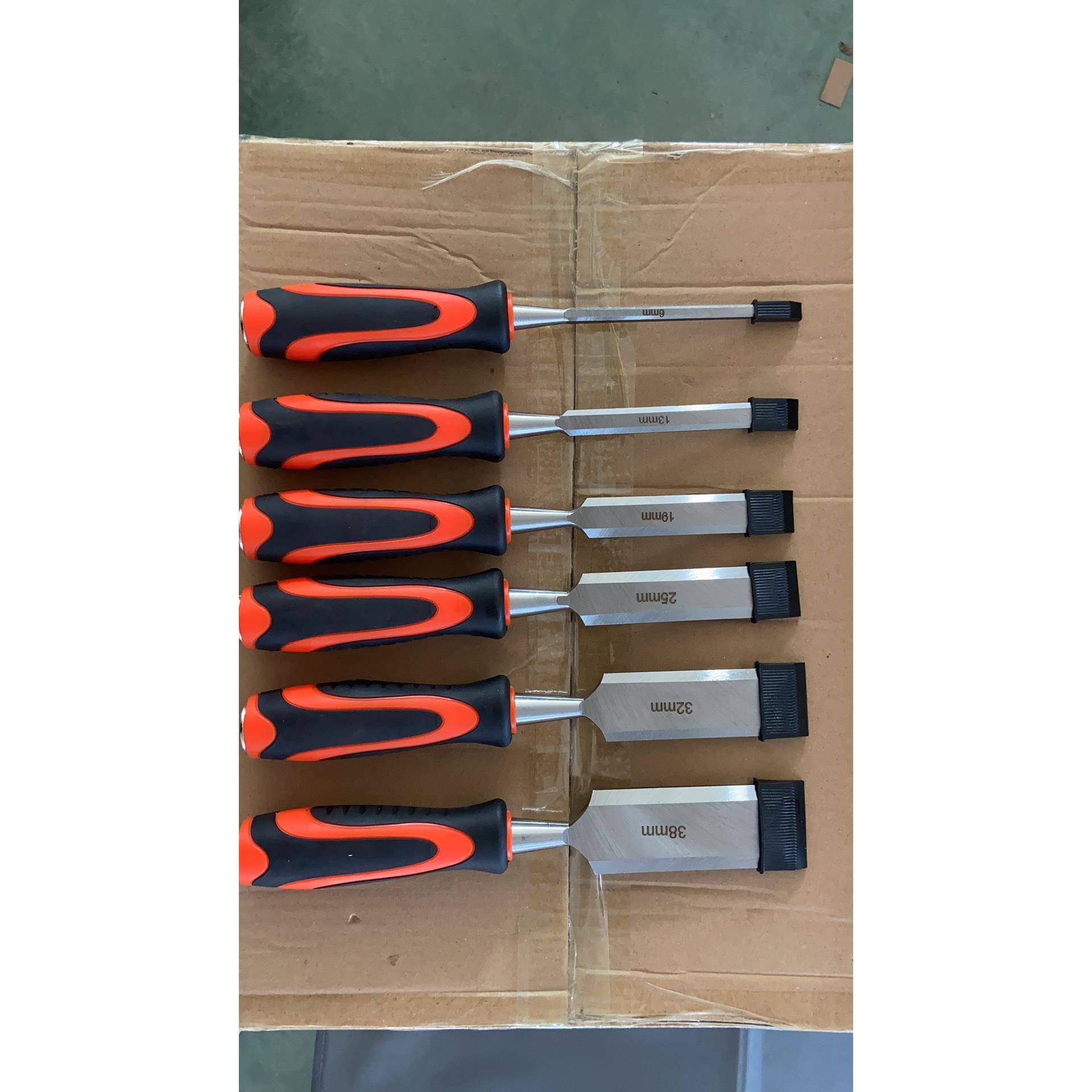 三科6PCS双色塑柄铬钒钢碳钢木工凿刀木工木匠组套工具凿子雕刻刀