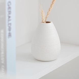 简约条纹陶瓷花瓶北欧风装饰工艺术品摆件插干花器家居组合