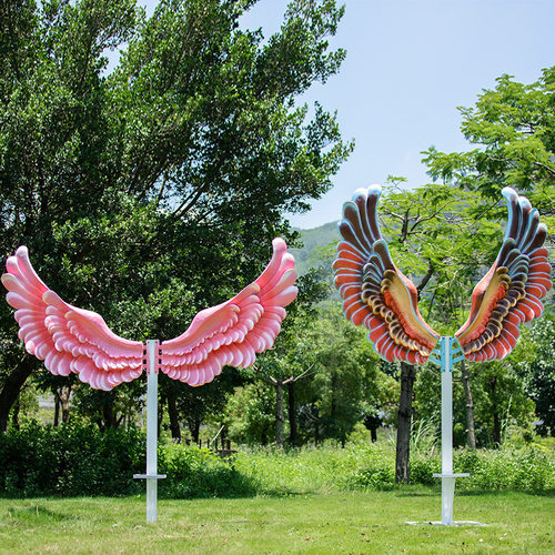 网红打卡拍照天使之翼背景墙道具装饰雕塑蝴蝶翅膀商场户外大摆件