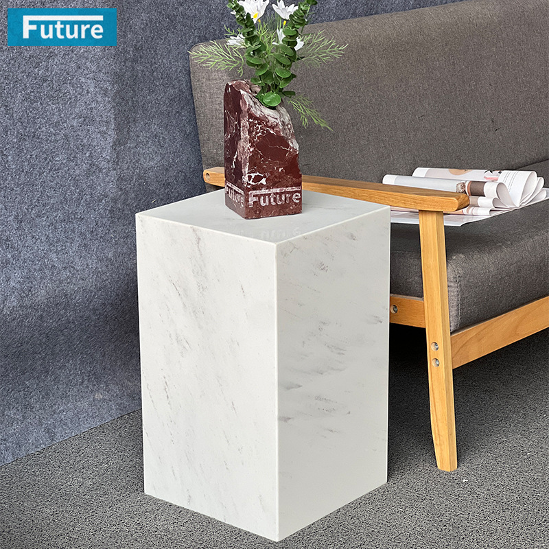 简约轻奢天然大理石角几现代茶几沙发边柜边几方几南斯拉夫白边桌