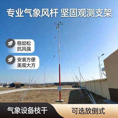 气象观测设备风杆 耐腐蚀抗风 人工气象站专用立杆可放倒安装简