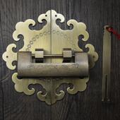 中国风古董12厘米花青铜手柄书柜柜门圆形拉环手柄与铜中国风锁古