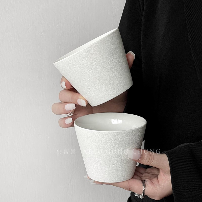 日式极简陶瓷咖啡杯手握杯猪口杯复古精致高级拉花杯主人杯澳白杯