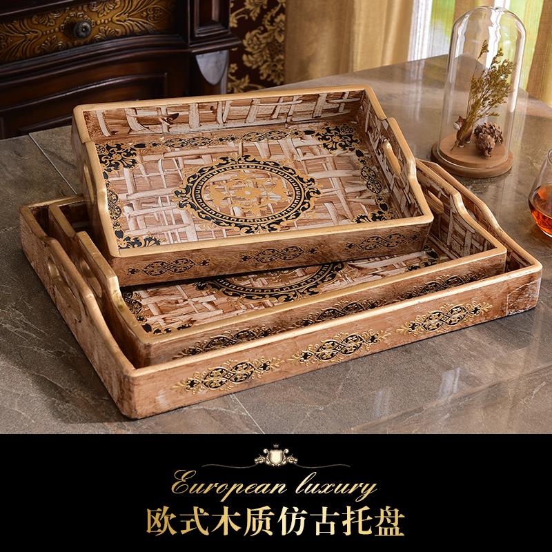 欧式点心面包家用长方形托盘木质水果盘餐厅餐盘蛋糕盘客厅干果盘