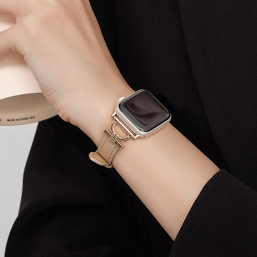 适用iwatchs9高级细款皮质手表带