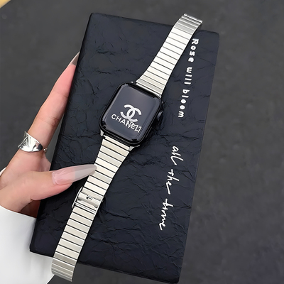 适用iwatchs9竹节卡扣金属手表带