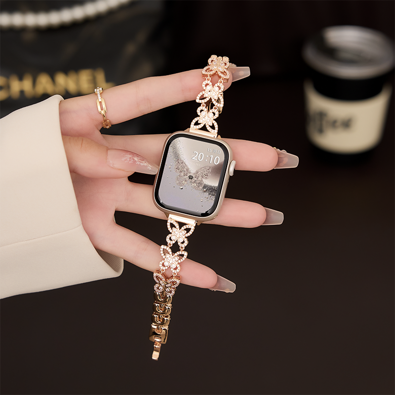 适用iWatchS10蝴蝶幻影锆石表带