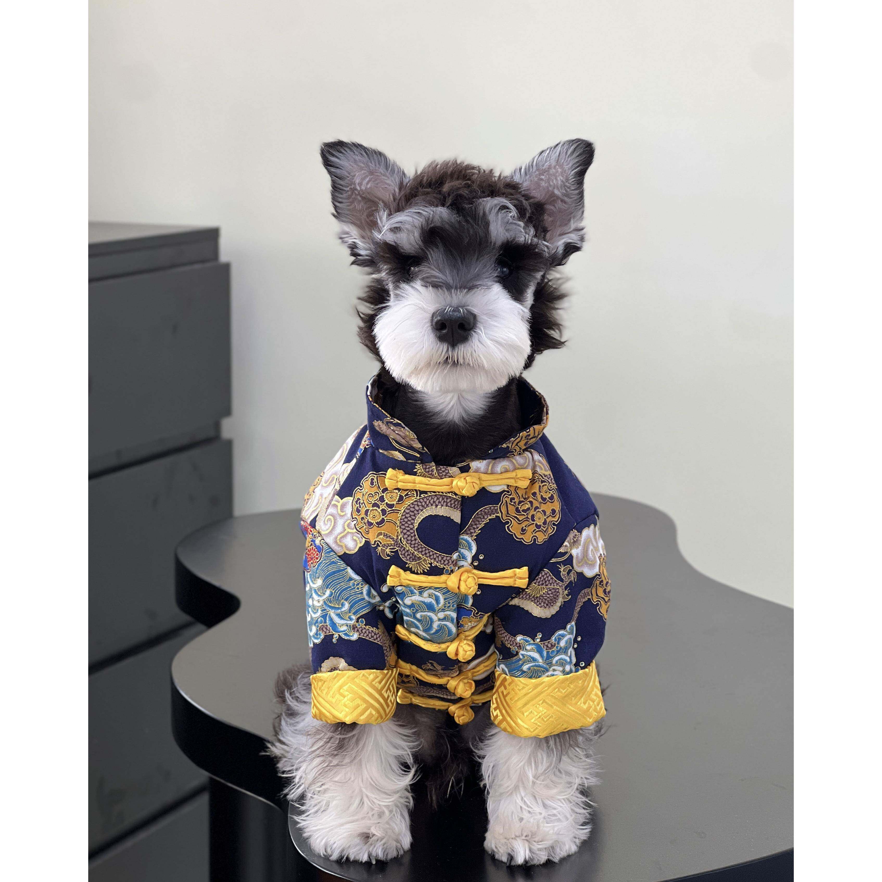 宠物过年喜庆龙袍棉衣复古雪纳瑞猫宠物服装/雨衣（新