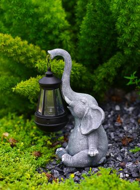 花园动物摆件大象太阳能灯户外防水庭院阳台氛围灯院子装饰摆件