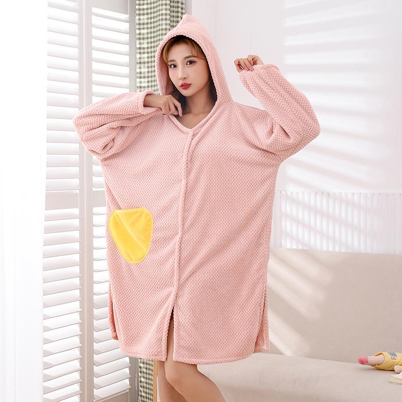 新品成人可穿式浴巾带帽斗篷家居日用柔软吸水游泳浴裙浴袍衣