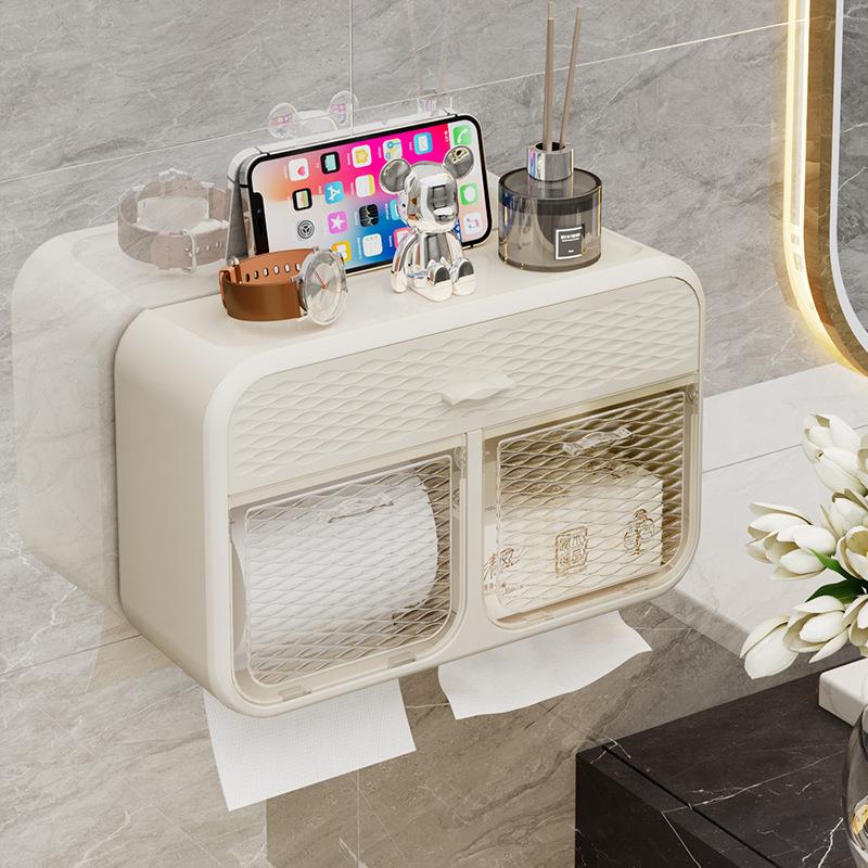 卫生间厕纸盒置物架壁挂式厕所纸巾盒免打孔防水卫生纸卷纸抽纸盒