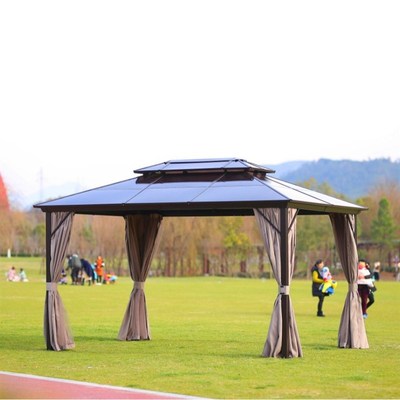 户外大型阳e光板遮阳棚四柱凉亭烧烤庭院展会摆摊农家乐罗马帐棚