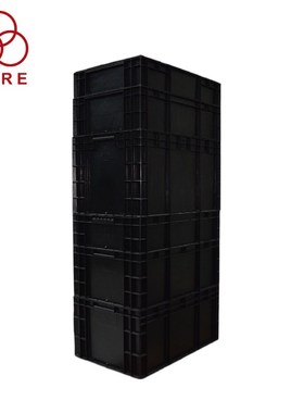 防静电周转箱指数/LOGO可定制600*400L黑色周转箱生产带盖子