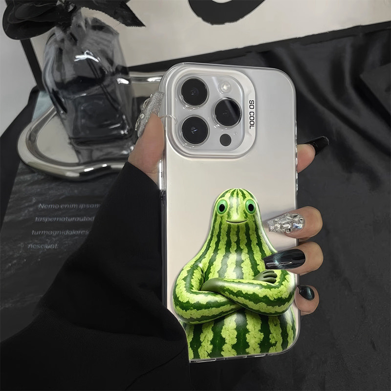 16ProMax西瓜奶龙OPPOFindx9手机壳硬15卡通红米TURBO5适用iPhone17彩银苹果14创意小米CIVI5PRO新款荣耀x80i