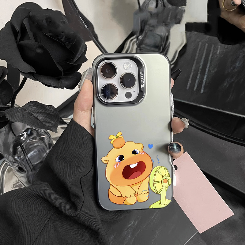 苹果16plus手机壳15ProMax吹风扇水豚噜噜12适用硬iPhone13彩银红米note14可爱荣耀MAGIC7ins风红米k80少女心