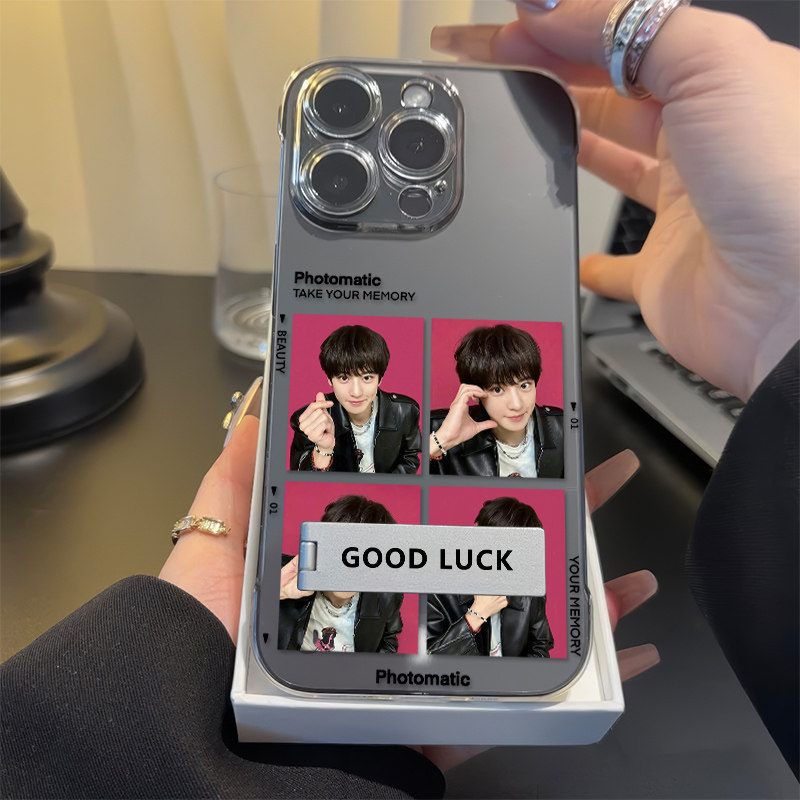 苹果12pro无边框硬16ProMax带支架小米17超薄一加15苹果14PLUS适用iPhone13透明ins风高级感笔芯朴灿烈手机壳