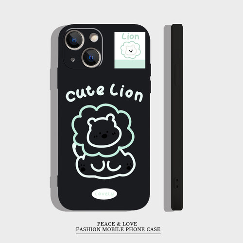 苹果12卡通一加1315ProMax适用14plus手机壳iPhone16简约狮子OPPOA58可爱VIVOiQOO13软红米k80创意华为畅享80