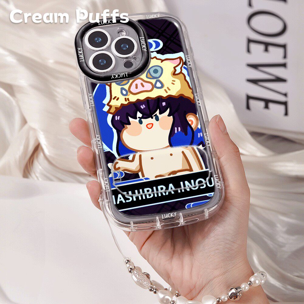 Q版鬼灭之刃伊之助NOVA14活力动漫iPhone16带挂绳14plus手机壳小米17Ultra软适用苹果13镜子支架15ProMax可爱