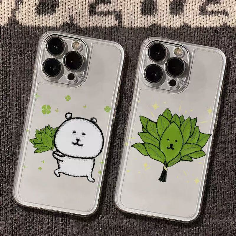 OPPOFINDX9创意手机壳12透明16ProMax卡通苹果15适用iPhone17情侣柚子叶自嘲熊14PLUS软VIVOy500红米k80Ultra
