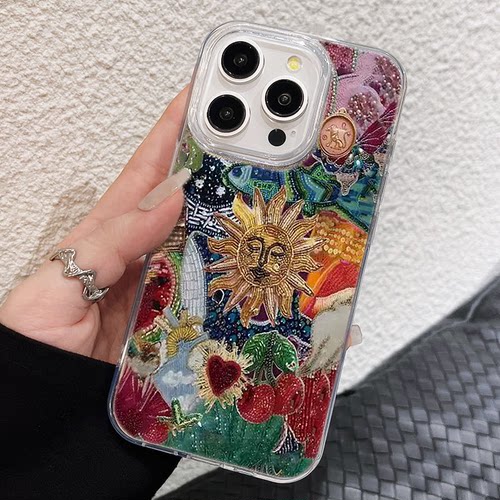 适用手机壳华为NOVA12ULTRA复古太阳花神iPhone16e荣耀MAGIC7羽纱15ProMax小众苹果1314plus创意硬OPPOFINDX8