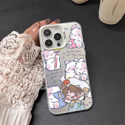 适用VIVOS50PROMINI卡通适用iPhone13苹果15创意硬14PLUS高级感17ProMax手机壳檀健次兔子可爱适用华为PURA90