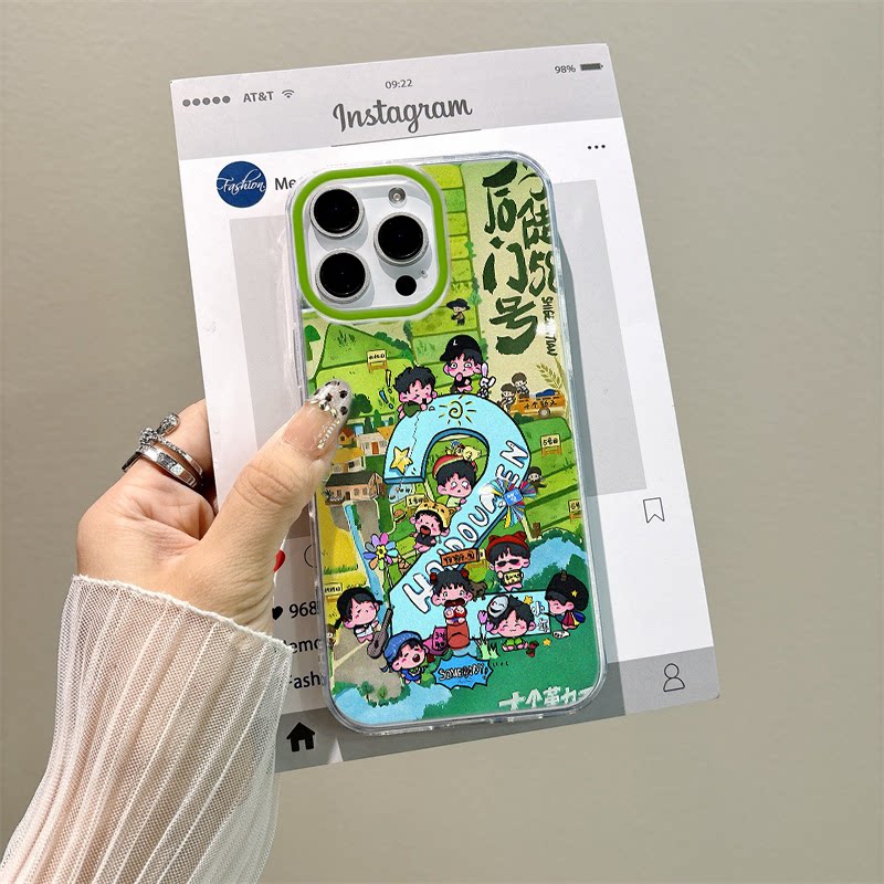 新款p80pro+硬1312手机壳带挂绳iPhone15漫画风十个勤天VIVOs30Promini周边适用17ProMax卡通a1x大孔1614plus