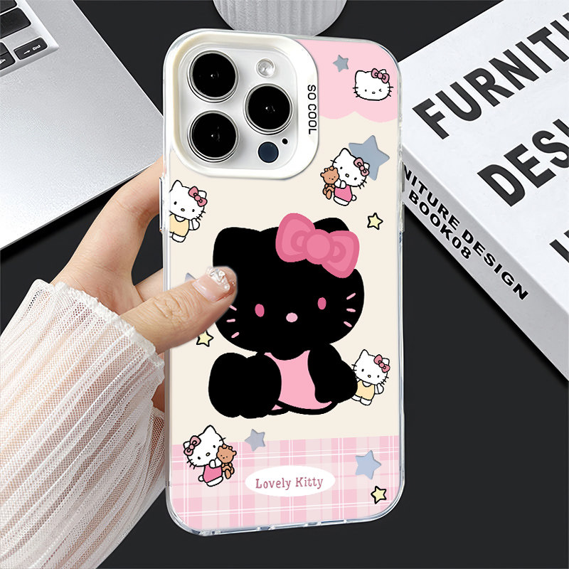 彩银14ProMax黑粉kt猫IQOOz9TURBO高级感iPhone13适用12少女心苹果16plus手机壳硬小米15SPRO可爱红米k80女款