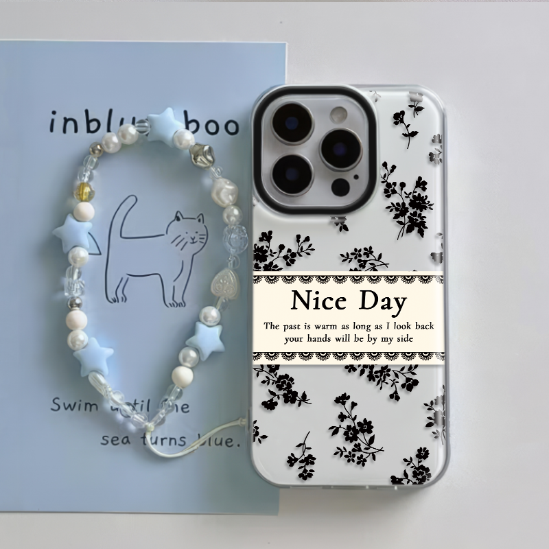 iPhone16适用硬15大孔14plus苹果13手机壳带挂绳12ProMax标签玫瑰花华为NOVA14荣耀GTPRO真我gt7proOPPOK12X