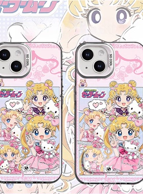 华为NOVA13彩银12ProMax适用苹果16带镜子支架15plus手机壳硬iPhone14高级感Findx8少女心x200比耶美少女战士