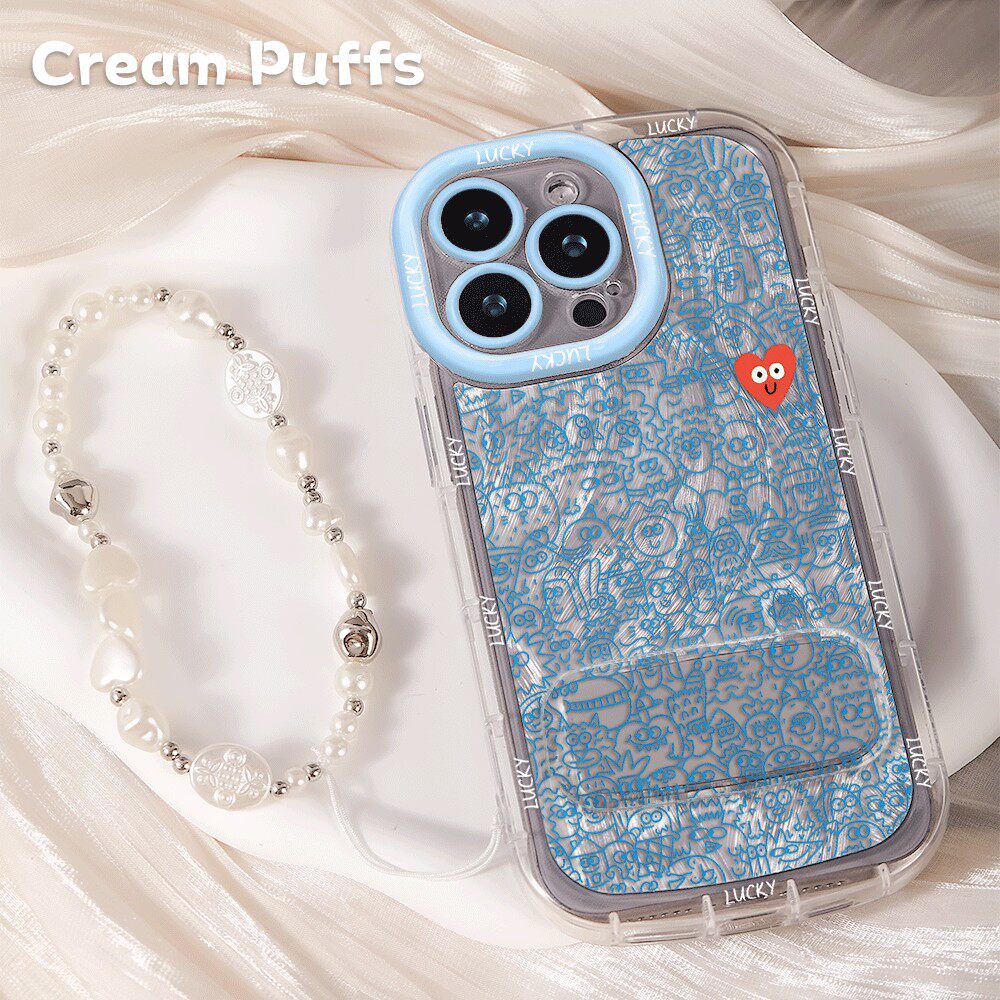 iPhone16带挂绳15ProMax涂鸦人物合集华为Pura80手机壳软VIVOx300创意苹果14镜子支架13适用小米17pro创意s30