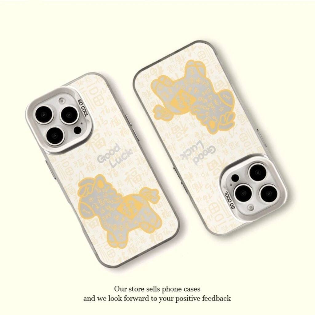 iPhone17硬OPPOReno14苹果13满屏福字小马VIVOs50手机壳带镜子支架15PLUS国潮适用16Pro彩银12创意荣耀Magic8