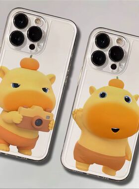 OPPOFINDX8SPLUS卡通华为nova14拍照情侣水豚噜噜苹果13适用iPhone16透明软12手机壳小米15Ultra可爱VIVOx200