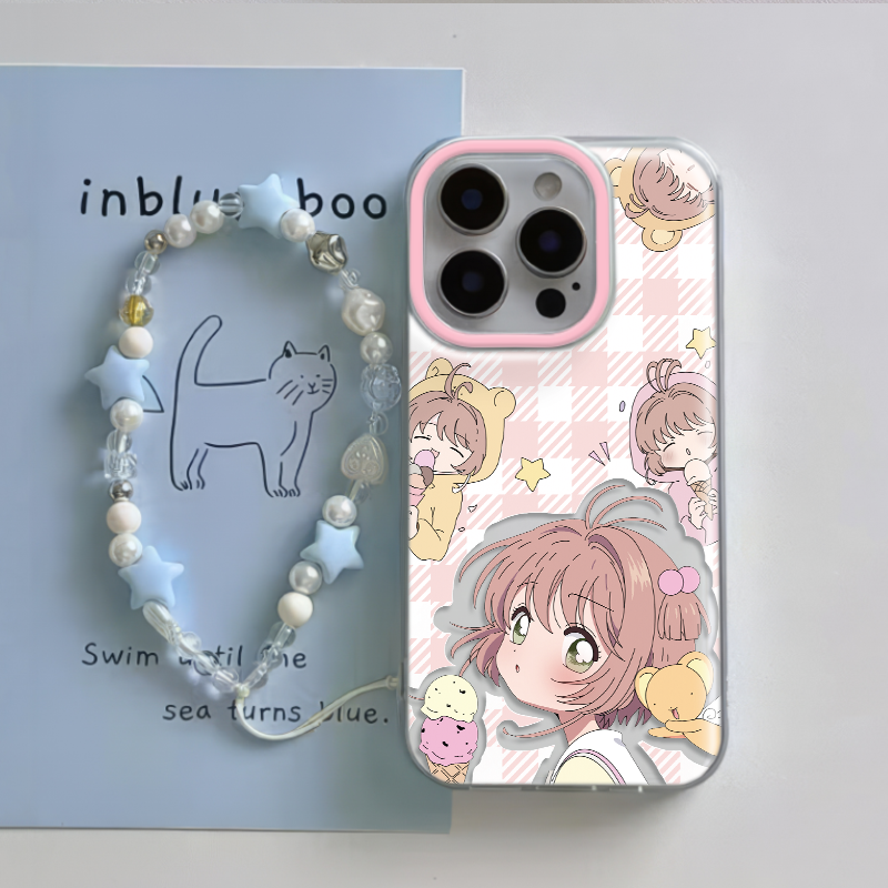 iPhone16适用硬15大孔14plus苹果13手机壳带挂绳12ProMax冰淇淋百变小樱荣耀GTPRO真我gt7proOPPOK12XVIVOS20