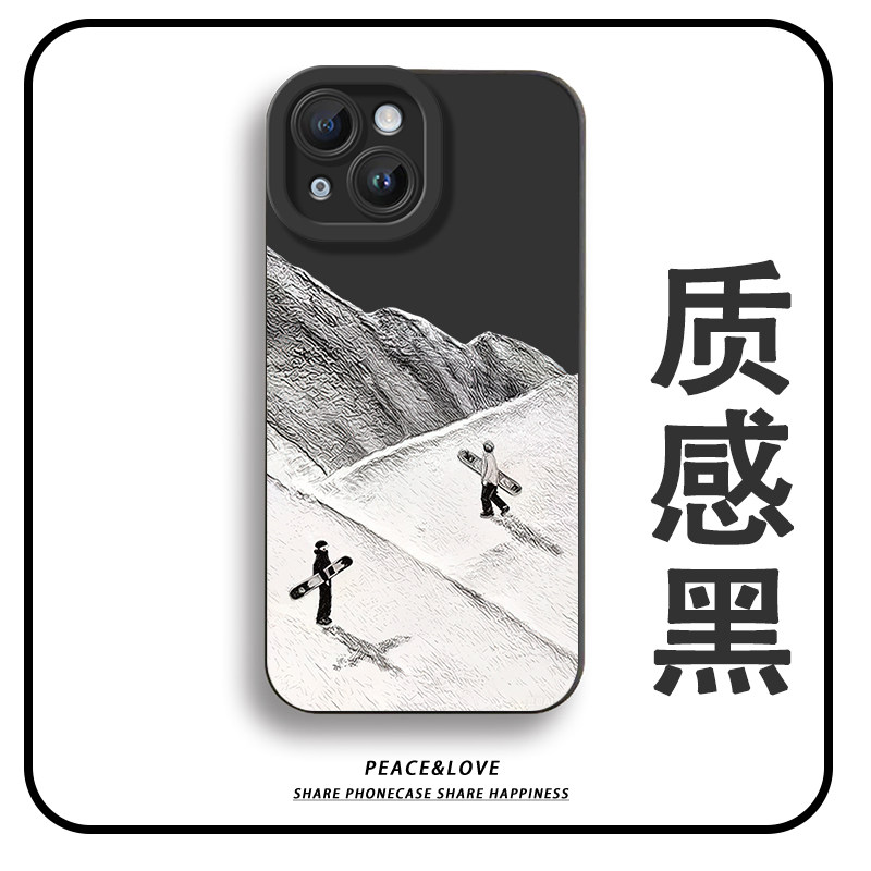 OPPOReno15适用iPhone16手机壳软17ProMax高级感华为Pura90瞳眼苹果14Plus滑雪雪山之境13创意一加ACE6Ultra