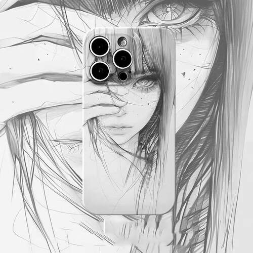 iPhone16promax适用VIVOs20手机壳OPPOreno13硬苹果12素描女孩华为mate70菲林a3红米note14高级感小米15Ultra