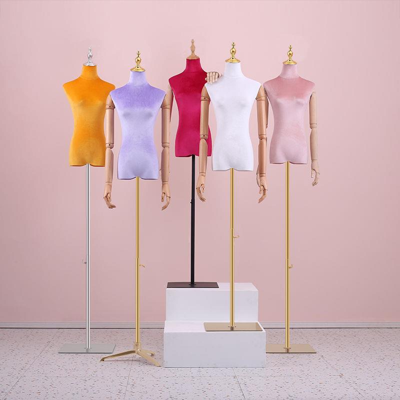 彩色丝绒模特道具女半身人台服装店韩版带头全身婚纱模特架女