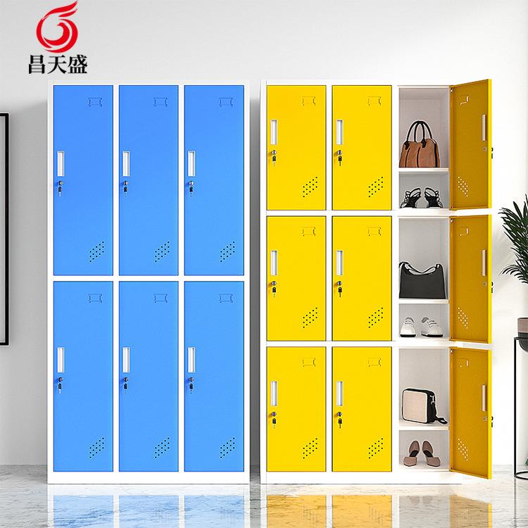 彩色更衣柜员工储物柜浴室感应锁铁皮寄存柜健身房带锁换衣存包柜