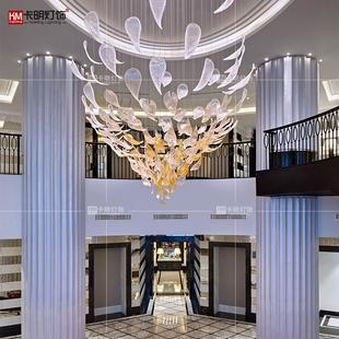 豪华酒店大厅水晶吊灯创意酒店别墅复式 饰吊灯 楼电梯间挑空叶子装